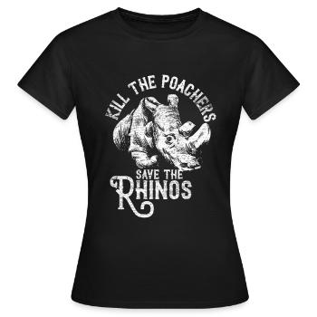 Rettet Nashörner stoppt Rodung Geschenk Tier Natur - Frauen T-Shirt - Schwarz - Vorne - AI Model Female 172 dark (172cm)