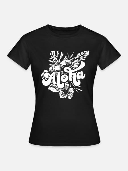 Aloha Hibiscus Hawaii - Frauen T-Shirt - Schwarz