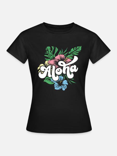 Aloha Hibiscus Hawaii - T-shirt Femme - noir