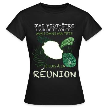 La Réunion Réunionnais Réunionnaise - T-shirt Femme - noir - Devant - AI Model Female 172 dark (172cm)
