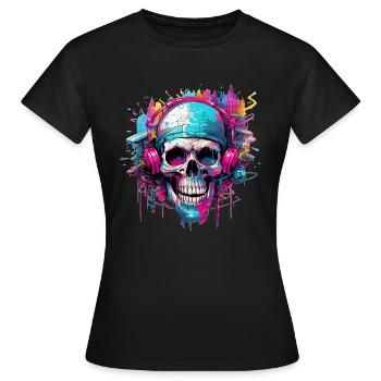 Totenkopf DJ - Frauen T-Shirt - Schwarz - Vorne - AI Model Female 172 dark (172cm)