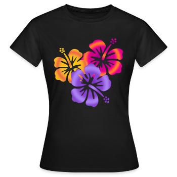 Hibiscus Drilling - Frauen T-Shirt - Schwarz - Vorne - AI Model Female 172 dark (172cm)