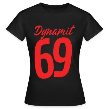 Dynamite 69 positions 69 imprimé sur le devant - T-shirt Femme - noir - Devant - AI Model Female 172 dark (172cm)