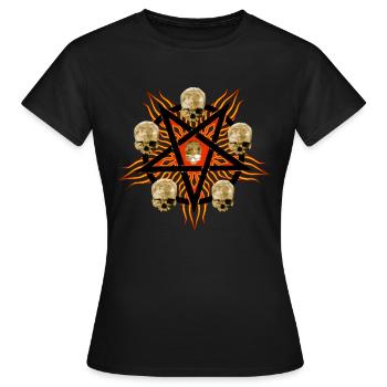 Pentagramme avec des crânes - T-shirt Femme - noir - Devant - AI Model Female 172 dark (172cm)