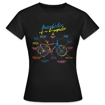 Avantages d’un vélo - Vorteile des Fahrrads - T-shirt Femme - noir - Devant - AI Model Female 172 dark (172cm)