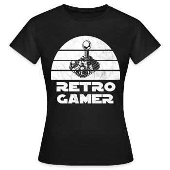 Retro Gamer Design mit Joystick - Frauen T-Shirt - Schwarz - Vorne - AI Model Female 172 dark (172cm)