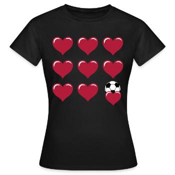 Jouer à Soccer Fan Soccer Hearts - T-shirt Femme - noir - Devant - AI Model Female 172 dark (172cm)