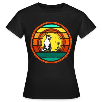 Bullterrier sunset rund - Frauen T-Shirt - Schwarz - Vorne - AI Model Female 172 dark (172cm)
