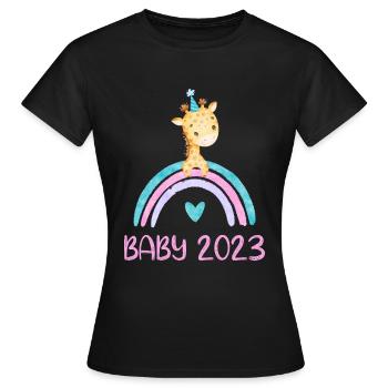 Bébé 2023 Girafe mignonne - T-shirt Femme - noir - Devant - AI Model Female 172 dark (172cm)