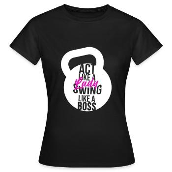 Kettlebell Frau Lady Kugelhantel Fitness Geschenk - Frauen T-Shirt - Schwarz - Vorne - AI Model Female 172 dark (172cm)