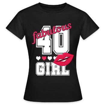 40th birthday 40 years girl woman gift - Women's T-Shirt - black - Front - AI Model Female 172 dark (172cm)