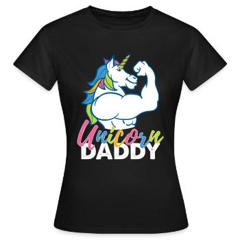 Einhorn-Vati - lustiges Fitness-Gymnastik-Regenbogen-Vati-Geschenk - Frauen T-Shirt - Schwarz - Vorne - AI Model Female 172 dark (172cm)