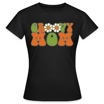 Retro Groovy Mom Matching Family Baby Shower - T-shirt Femme - noir - Devant - AI Model Female 172 dark (172cm)