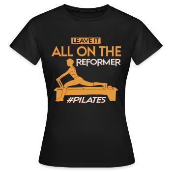 Laissez tout sur le motif Reformer Pilates - T-shirt Femme - noir - Devant - AI Model Female 172 dark (172cm)