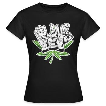 420 hemp plant - Women's T-Shirt - black - Front - AI Model Female 172 dark (172cm)