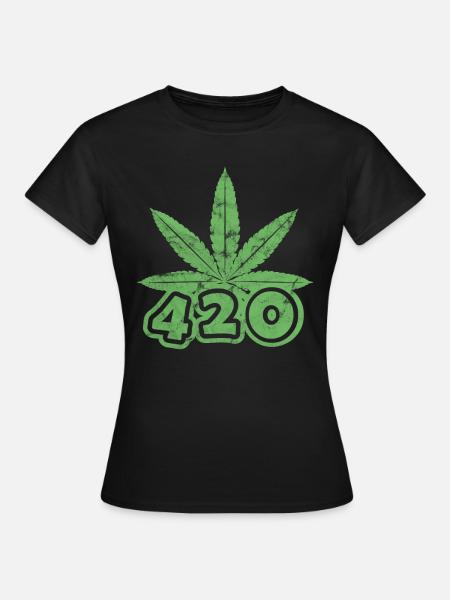 420 Cannabisblatt - Frauen T-Shirt - Schwarz