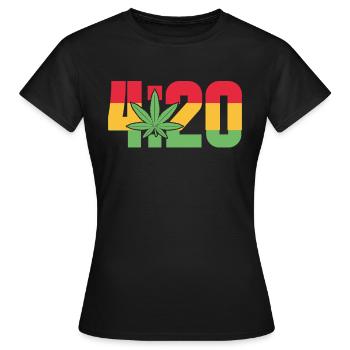 420 Cannabisblatt Jamaika - Frauen T-Shirt - Schwarz - Vorne - AI Model Female 172 dark (172cm)