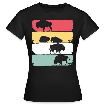 Amerikanischer Bison Zootier - Frauen T-Shirt - Schwarz - Vorne - AI Model Female 172 dark (172cm)