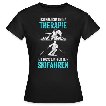 Skifahrer Skipisten Abfahrt Motiv - Frauen T-Shirt - Schwarz - Vorne - AI Model Female 172 dark (172cm)