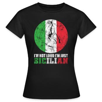 Italie Sicile geste de la main - T-shirt Femme - noir - Devant - AI Model Female 172 dark (172cm)