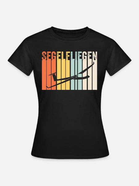 Segelfliegen Retro Geschenk Motiv - Frauen T-Shirt - Schwarz