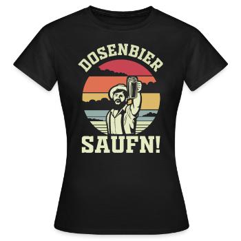 Dosenbier saufen JGA Meme Retro Outfit - Frauen T-Shirt - Schwarz - Vorne - AI Model Female 172 dark (172cm)