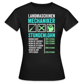 Landmaschinenmechaniker Handwerker Stundenlohn - Frauen T-Shirt - Schwarz - Vorne - AI Model Female 172 dark (172cm)