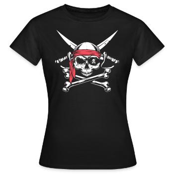 Costume de pirate tenue de pirate carnaval carnaval - T-shirt Femme - noir - Devant - AI Model Female 172 dark (172cm)