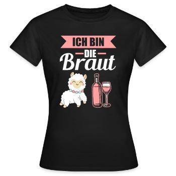 Alpaka Braut Polterabend JGA Junggesellin Outfit - Frauen T-Shirt - Schwarz - Vorne - AI Model Female 172 dark (172cm)