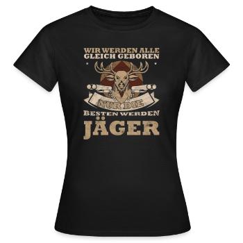 Jäger - Frauen T-Shirt - Schwarz - Vorne - AI Model Female 172 dark (172cm)