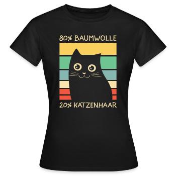Lustiges Katze Katzen Retro Motiv - Frauen T-Shirt - Schwarz - Vorne - AI Model Female 172 dark (172cm)