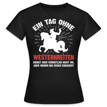 Westernreiten - Frauen T-Shirt - Schwarz - Vorne - AI Model Female 172 dark (172cm)