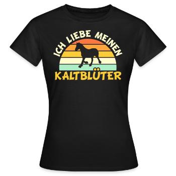 Kaltblüter Kaltblut Pferd Retro Vintage Geschenk - Frauen T-Shirt - Schwarz - Vorne - AI Model Female 172 dark (172cm)