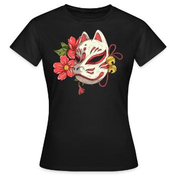 Kitsune Manga Japon Anime japonais - T-shirt Femme - noir - Devant - AI Model Female 172 dark (172cm)