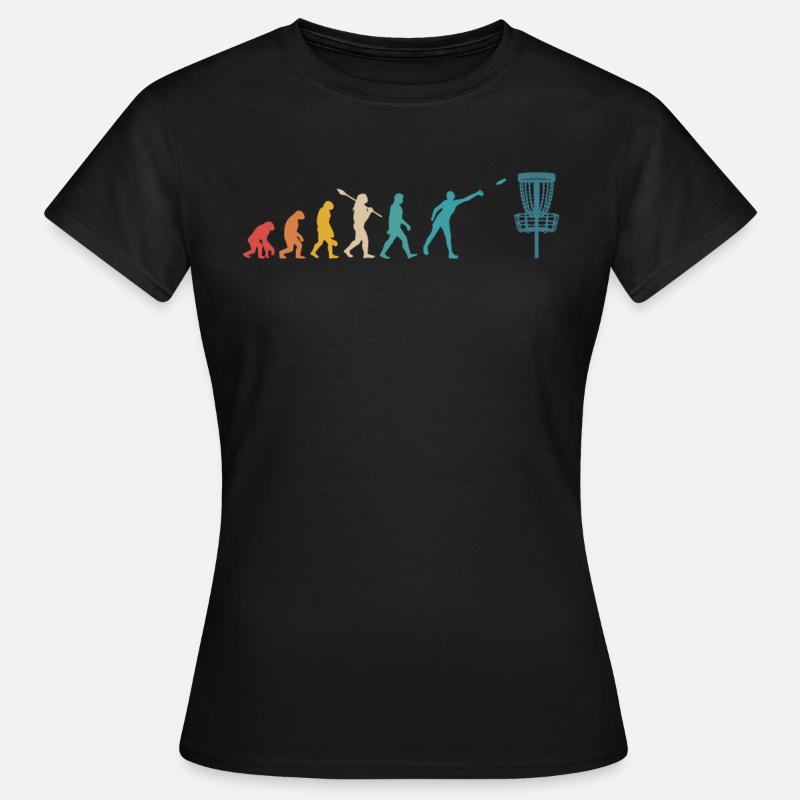 Discgolf Disc Golf Retro Vintage Evolution - Frauen T-Shirt - Schwarz
