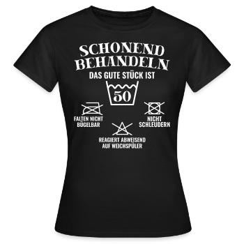 50 Jahre | Lustiges Geburtstagssprüche Geschenk - Frauen T-Shirt - Schwarz - Vorne - AI Model Female 172 dark (172cm)
