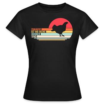 Hühner Retro Vintage Geschenkideen - Frauen T-Shirt - Schwarz - Vorne - AI Model Female 172 dark (172cm)