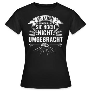 Goldene Hochzeit Lustige Goldene Hochzeit Sprüche - Frauen T-Shirt - Schwarz - Vorne - AI Model Female 172 dark (172cm)