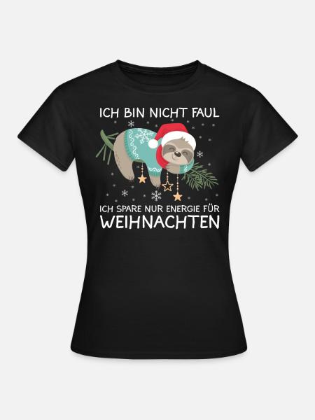 Weihnachten Faultier Christmas Sweater Ugly - Frauen T-Shirt - Schwarz