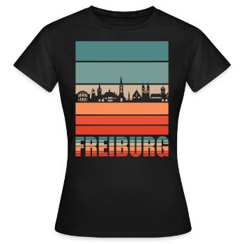 Freiburg | Freiburg Skyline - Frauen T-Shirt - Schwarz - Vorne - AI Model Female 172 dark (172cm)