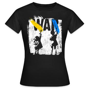 Ukraine | Freiheit kein Krieg Landesfarben - Frauen T-Shirt - Schwarz - Vorne - AI Model Female 172 dark (172cm)