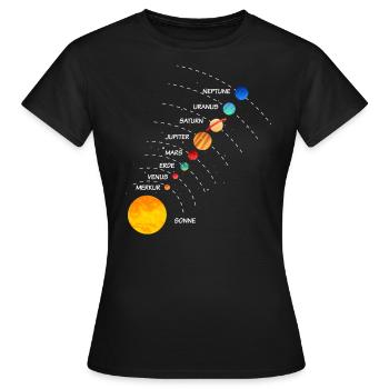 Sonnensystem Weltraum Planet Umlaufbahn - Frauen T-Shirt - Schwarz - Vorne - AI Model Female 172 dark (172cm)