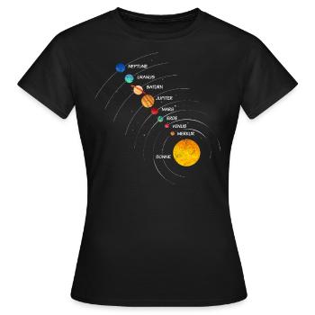 Sonnensystem - Frauen T-Shirt - Schwarz - Vorne - AI Model Female 172 dark (172cm)
