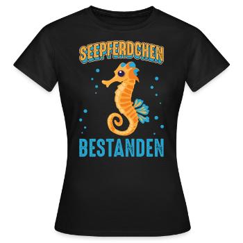 Seepferdchen Abzeichen - Frauen T-Shirt - Schwarz - Vorne - AI Model Female 172 dark (172cm)