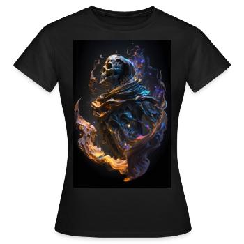 Kosmischer Sensenmann - Frauen T-Shirt - Schwarz - Vorne - AI Model Female 172 dark (172cm)