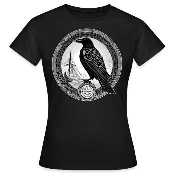 Wikinger Rabe - Frauen T-Shirt - Schwarz - Vorne - AI Model Female 172 dark (172cm)
