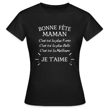 Bonne fête maman, je t'aime - T-shirt Femme - noir - Devant - AI Model Female 172 dark (172cm)