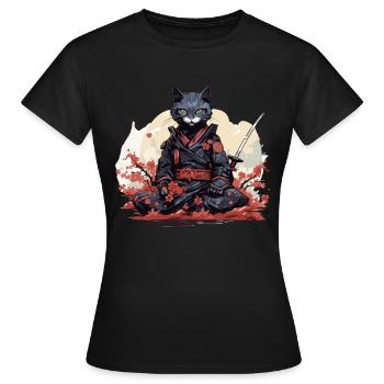 Japanische Kunst Katze Kawaii Anime - Frauen T-Shirt - Schwarz - Vorne - AI Model Female 172 dark (172cm)