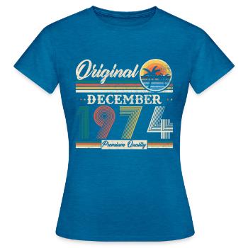 Dezember 1974 Vintage Retro Geburtstagsgeschenk - Frauen T-Shirt - Antikblaues Saphir meliert - Vorne - AI Model Female 172 dark (172cm)