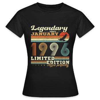 Geburtstagsgeschenk Geboren im Januar 1996 - Frauen T-Shirt - Schwarz - Vorne - AI Model Female 172 dark (172cm)